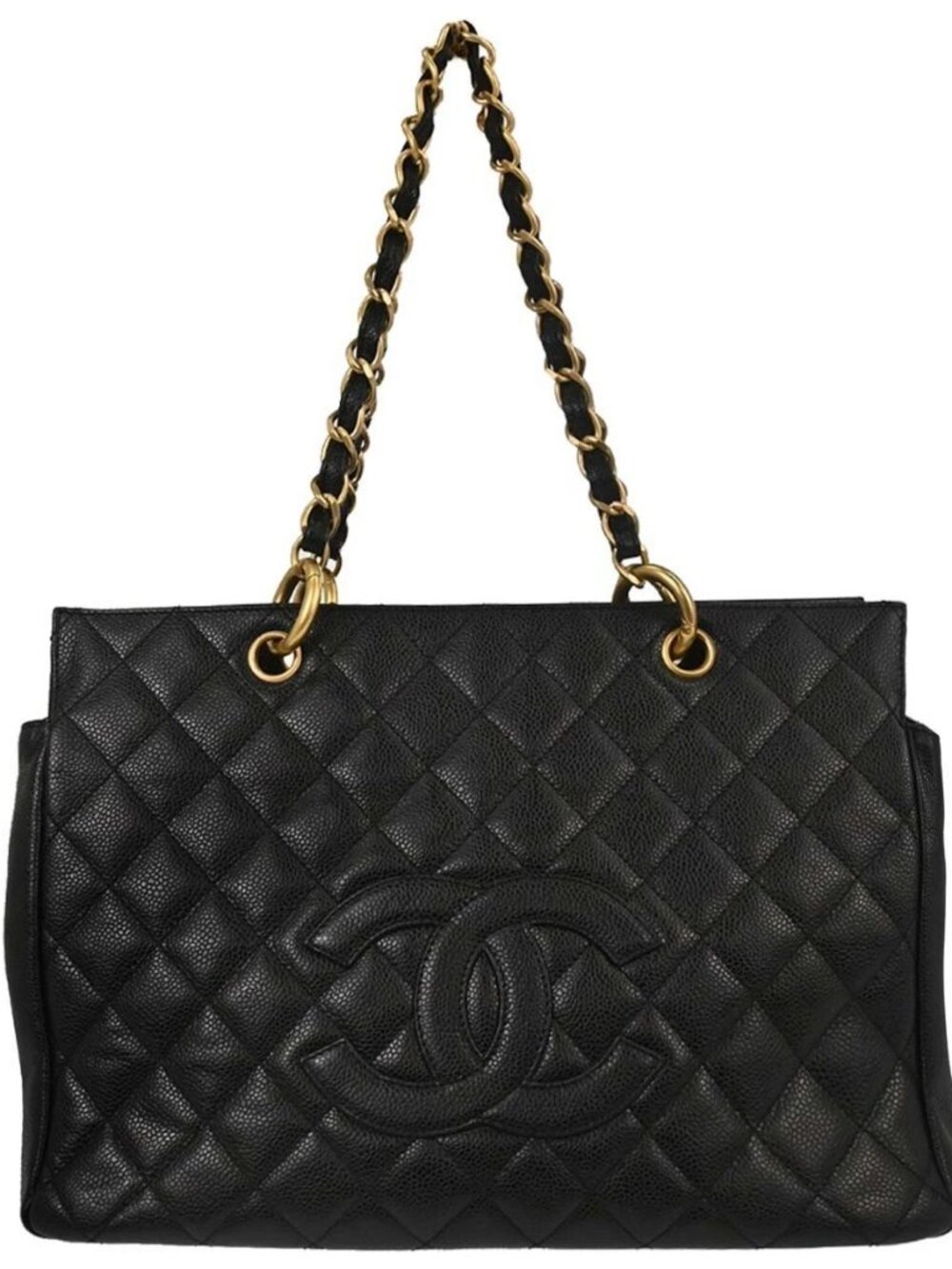 Chanel Black Calfskin GST Tote Chain Handbag 188869